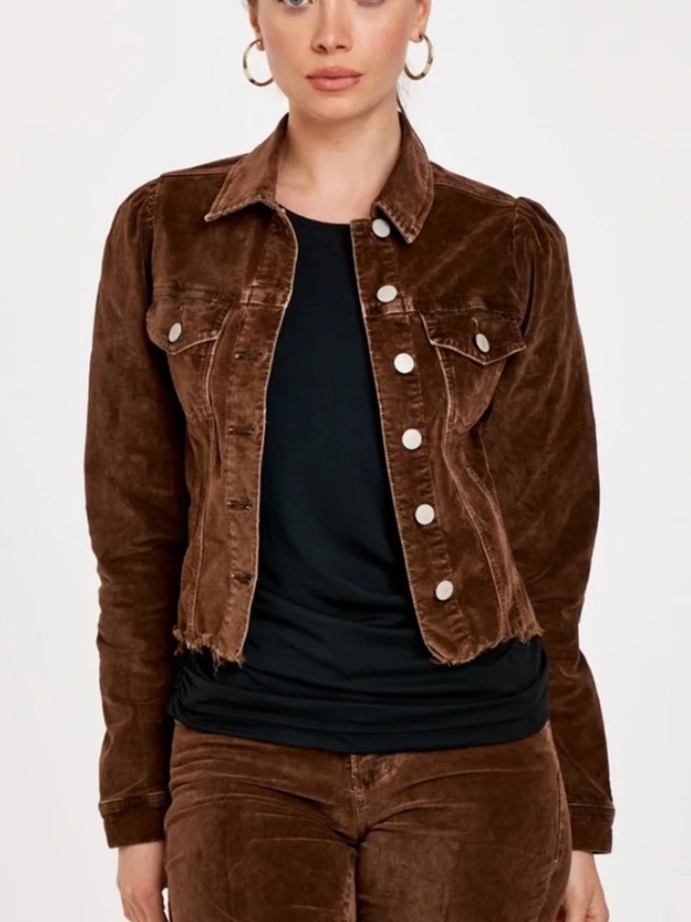 NWT Dear John Roselyn Espresso Brown Corduroy Denim Style Jacket